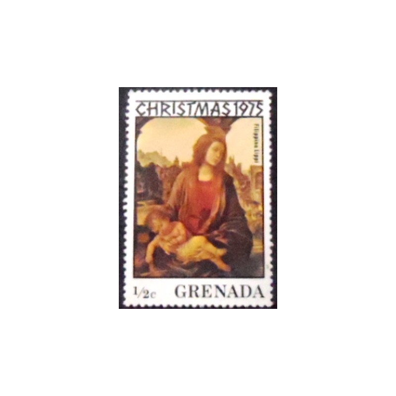 Imagem do selo postal de Granada de 1975 Madonna by Filippino Lippi anunciado