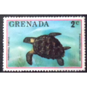 Imagem do selo postal de Granada de 1976 Hawksbill Turtle anunciado