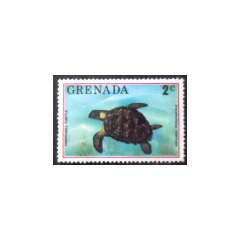 Imagem do selo postal de Granada de 1976 Hawksbill Turtle anunciado