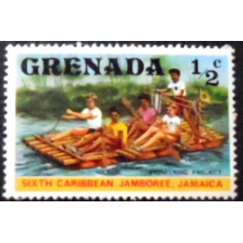 Imagem do selo postal de Granada de 1977 Rafting anunciado