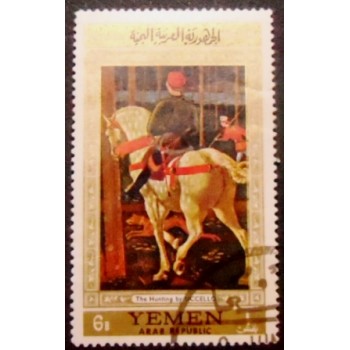 Imagem  do selo postal da Rep. Árabe do Yemen de 1968 Horse painting anunciado