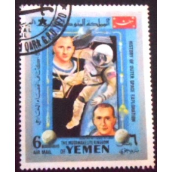 Imagem do selo postal do Reino do Yemen de 1969 Gemini 4 anunciado