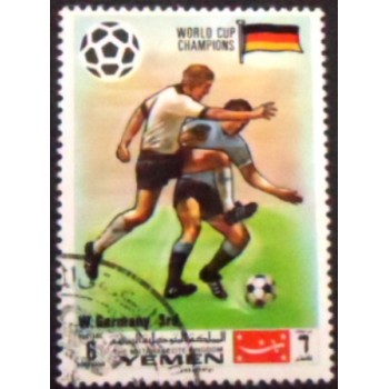Imagem do selo postal do Reino do Yemen de 1970 German football players anunciado