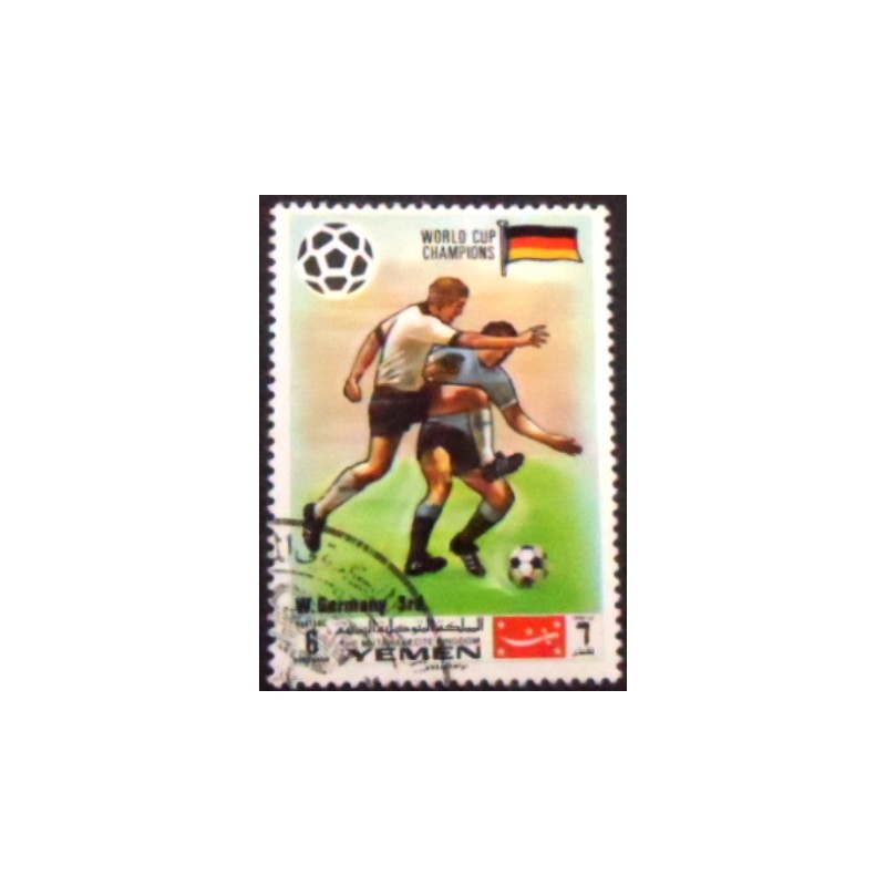 Imagem do selo postal do Reino do Yemen de 1970 German football players anunciado