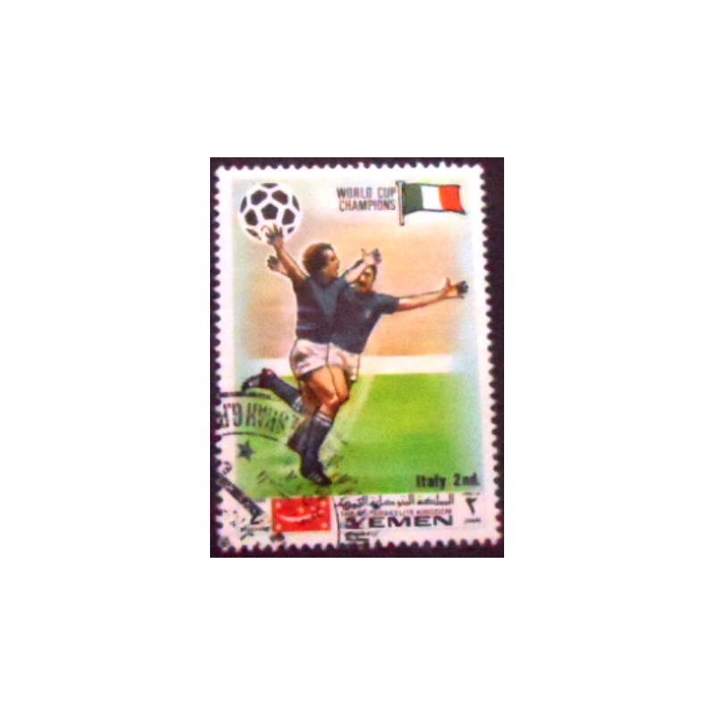 Imagem do selo postal do Reino do Yemen de 1970 Italian football players  anunciado