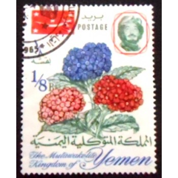 Imagem do selo postal do Reino do Yemen de 1965 Tickberry anunciado