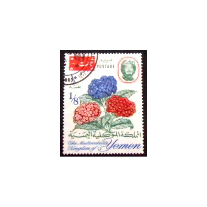Imagem do selo postal do Reino do Yemen de 1965 Tickberry anunciado