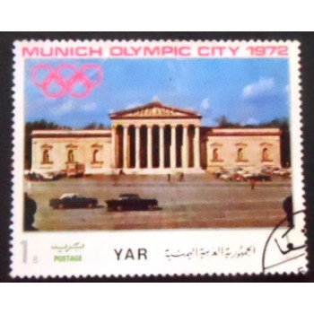 Imagem do selo postal da Rep. Árabe do Yemen de 1970 Glyptothek anunciado