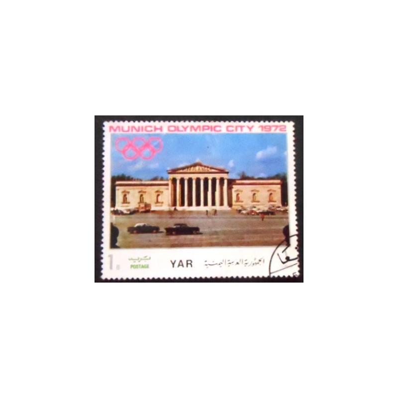 Imagem do selo postal da Rep. Árabe do Yemen de 1970 Glyptothek anunciado