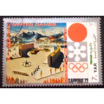 Imagem do selo postal da Rep. Árabe do Yemen de 1970 Olympic Village anunciado
