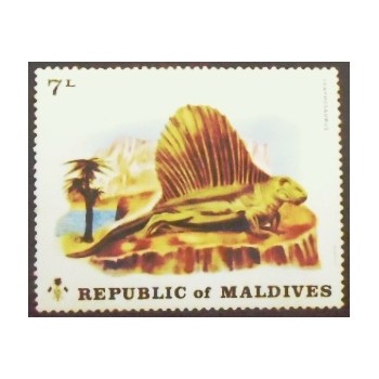 Imagem do selo postal das Maldivas de 1972 Edaphosaurus anunciado