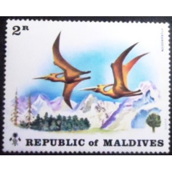 Imagem do selo postal das Maldivas de 1972 Pteranodon M anunciado