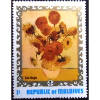 Imagem do selo postal das Maldivas de 1973 Sunflowers anunciado