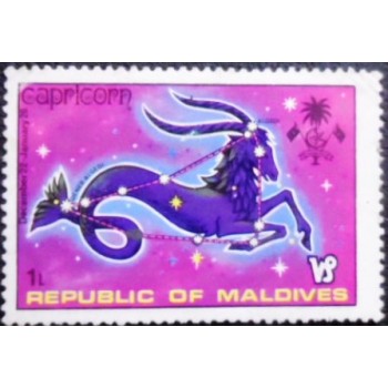 Imagem do selo postal das Maldivas de 1974 Capricorn anunciado