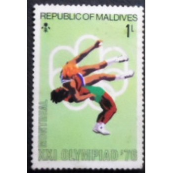 Imagem do selo postal das Maldivas de 1976 Wrestling N anunciado