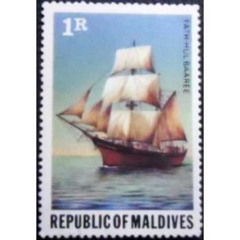 Imagem do selo postal das Maldivas de 1978 Fath-Hul Baaree anunciado