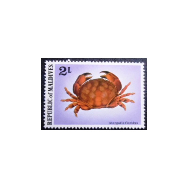 Imagem do selo postal das Maldivas de 1978 Floral Egg Crab anunciado