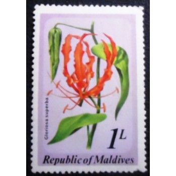 Imagem do selo postal das Maldivas de 1979 Glory Lily anunciado