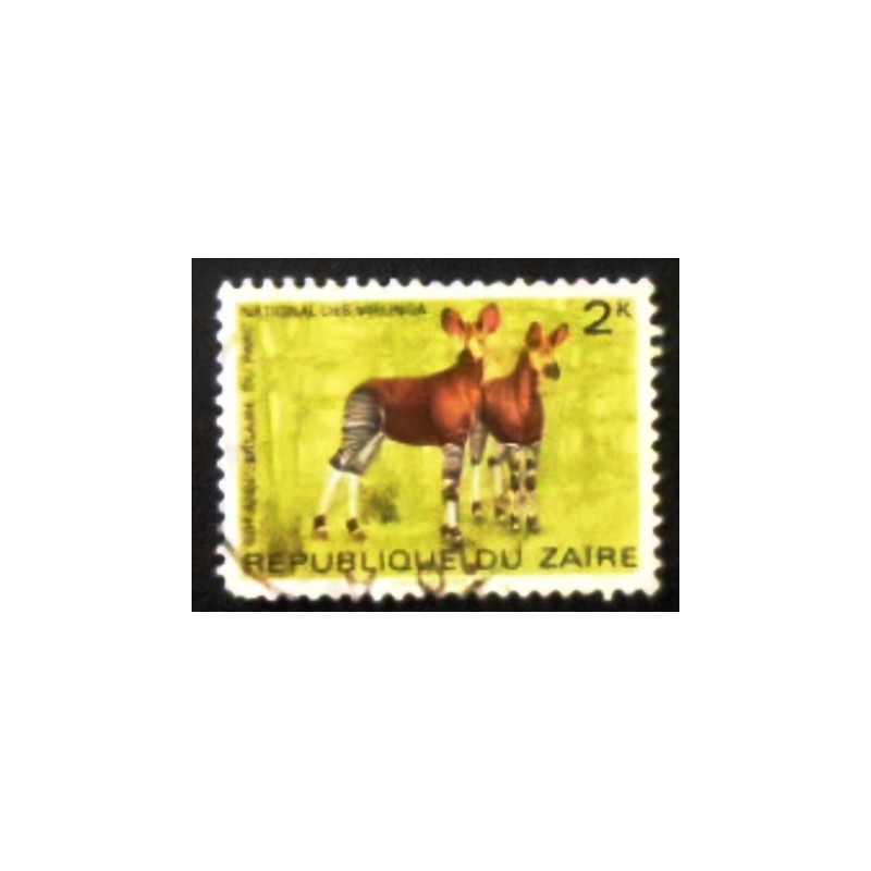 Imagem do selo postal do Zaire de 1975 Okapi anunciado