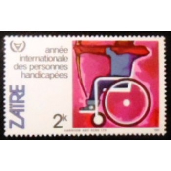 Imagem do selo postal do Zaire de 1981 Archer In Wheelchair anunciado