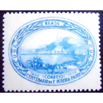 Selo postal do Brasil de 1937 Francisco Pereira Passos azul N