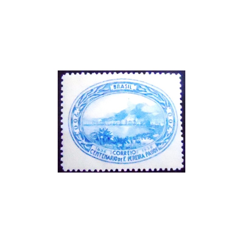 Selo postal do Brasil de 1937 Francisco Pereira Passos azul N