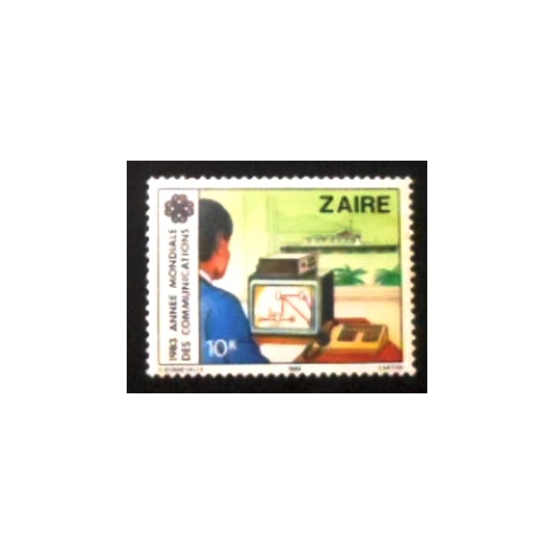 Imagem do selo postal do Zaire de 1984 Naval Navigation M anunciado