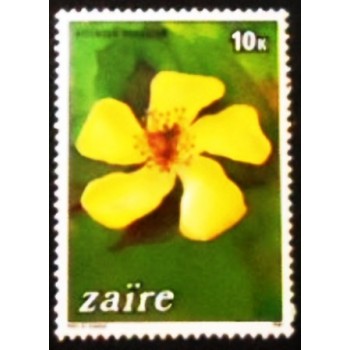 Imagem do selo postal do Zaire de 1984 Hypericum revolutum anunciado