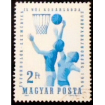 Imagem do selo postal da Hungria de 1964 European Women's Basketball anunciado