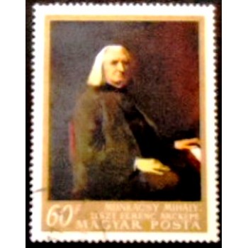 Imagem do selo postal da Hungria de 1967 Liszt anunciado