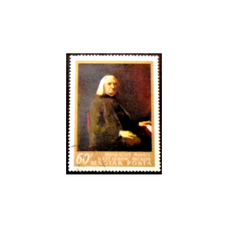 Imagem do selo postal da Hungria de 1967 Liszt anunciado