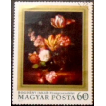 Imagem do selo postal da Hungria de 1977 Flowers by Jakab Bogdány MCC