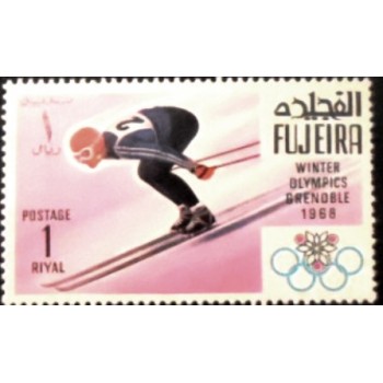 Imagem do selo postal de Fujeira de 1968 Downhill skiing M Anunciado