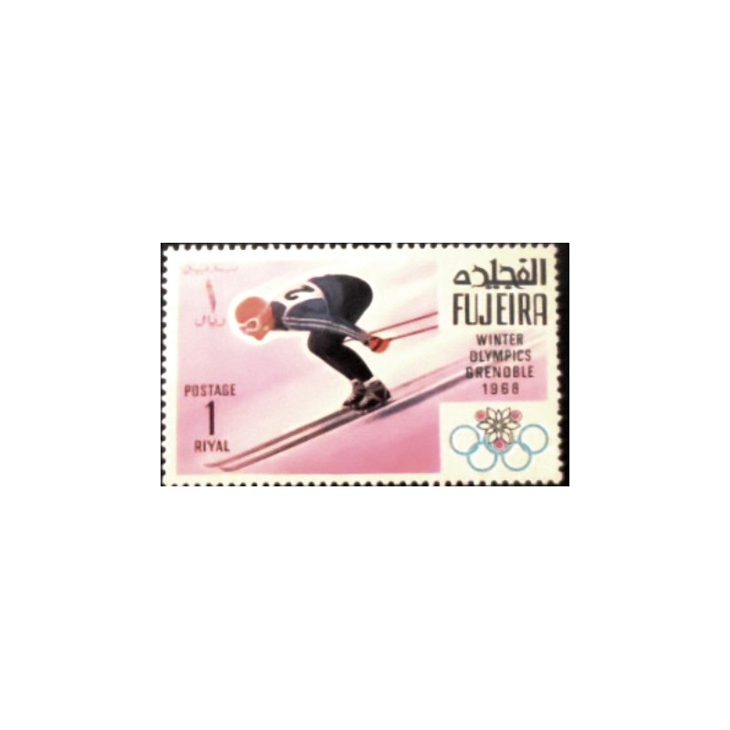 Imagem do selo postal de Fujeira de 1968 Downhill skiing M Anunciado