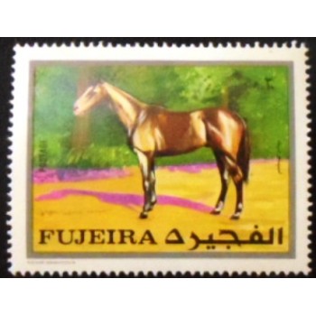 Imagem do selo postal de Fujeira de 1970 Chestnut Stallion anunciado