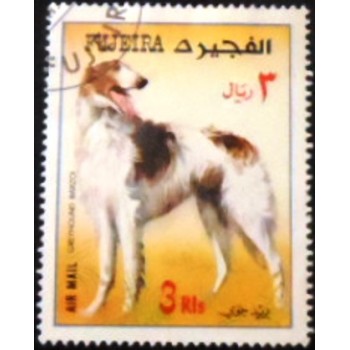 Imagem do selo postal de Fujeira de 1970 Borzoi anunciado