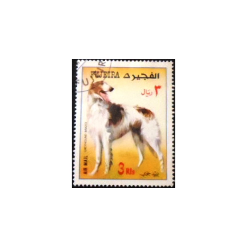 Imagem do selo postal de Fujeira de 1970 Borzoi anunciado