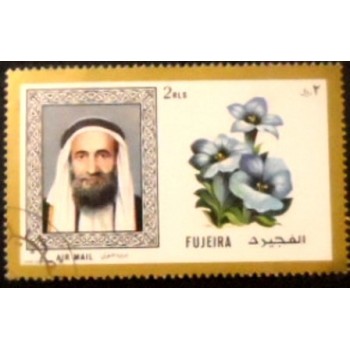 Imagem do selo postal de Fujeira de 1971 Sheikh Mohammed bin Hamad Al Sharqi anunciado