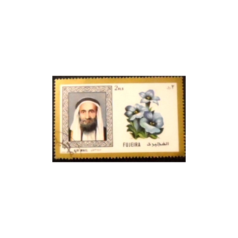 Imagem do selo postal de Fujeira de 1971 Sheikh Mohammed bin Hamad Al Sharqi anunciado