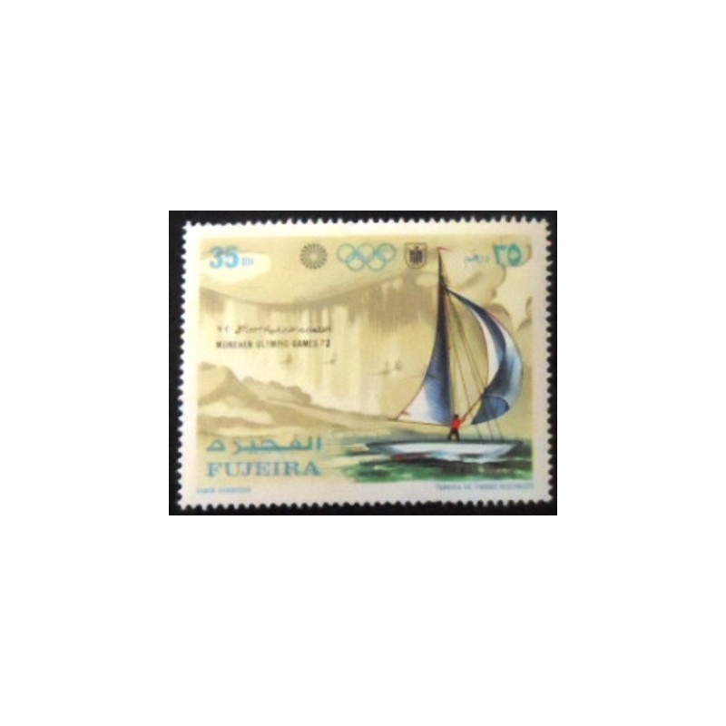 Imagem do selo postal de Fujeira de 1971 Sailing anunciado