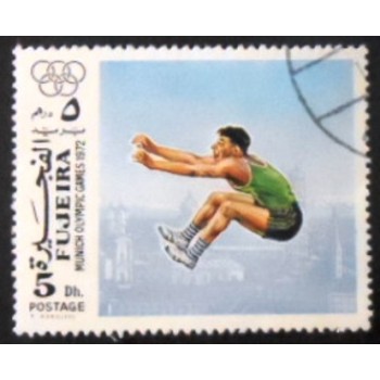 Imagem do selo postal de Fujeira de 1972 Long Jump anunciado