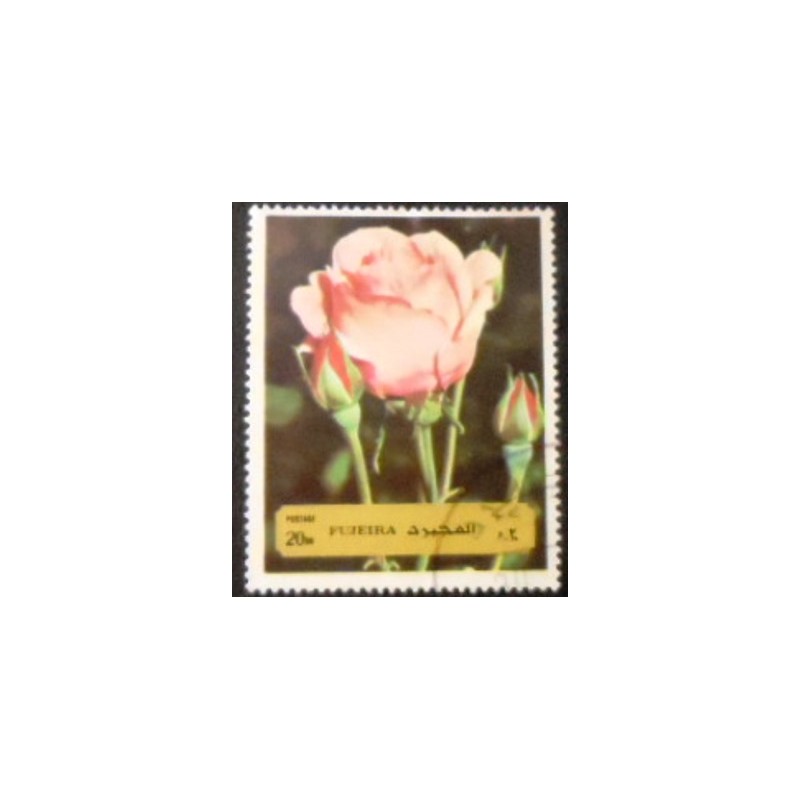 Imagem do selo postal de Fujeira de 1972 Rose anunciado