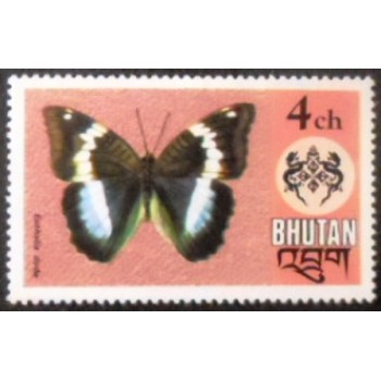 Imagem do selo postal do Bhutão de 1975 Blue Duchess anunciado