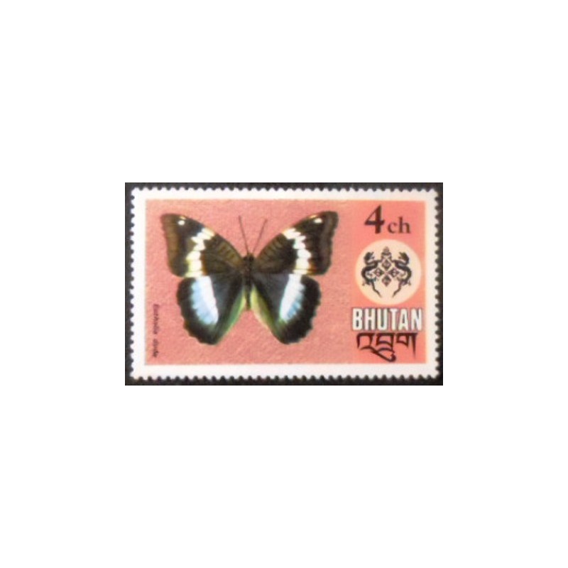 Imagem do selo postal do Bhutão de 1975 Blue Duchess anunciado
