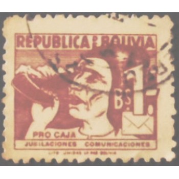 Imagem do selo postal da Bolívia de 1954 Hornblower anunciado