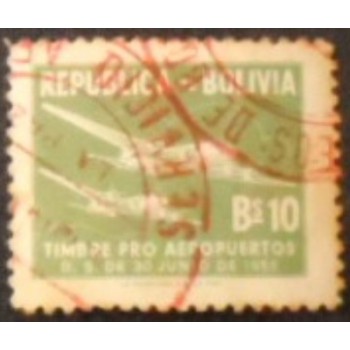 Imagem do selo postal da Bolívia de 1955 Airplanes U anunciado