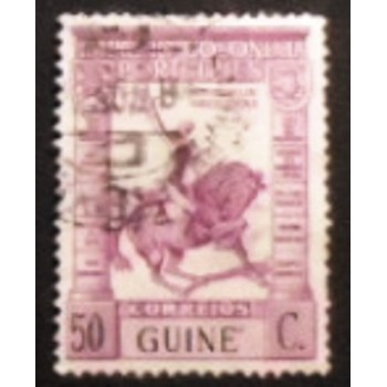 Imagem do selo postal da Guiné Portuguesa de 1938 Mousino de Albuquerque U anunciado