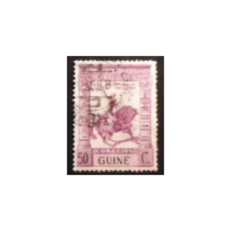 Imagem do selo postal da Guiné Portuguesa de 1938 Mousino de Albuquerque U anunciado
