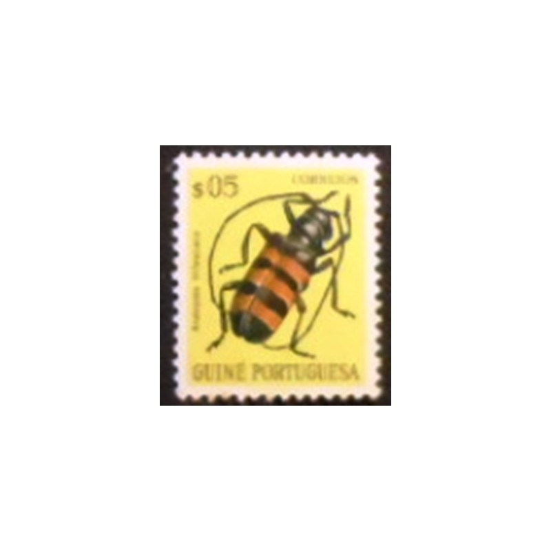 Imagem do selo postal da Guinea de 1953 Long-horned Borer Beetle M anunciado