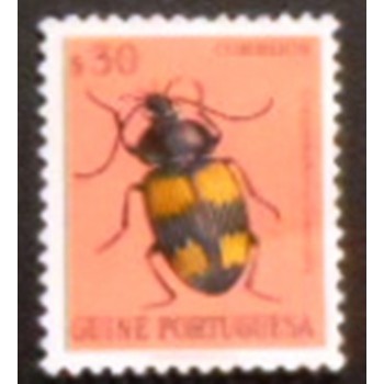 Imagem do elo postal da Guina Portuguesa de 1953 Carabid Beetle anunciado